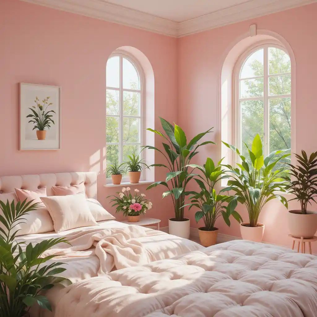 Soft Pink with Greenery