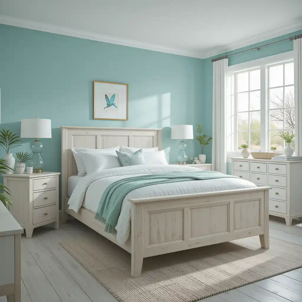 Soft Teal with Whitewashed Furniture