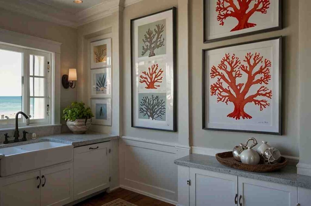 Soft Coral Accents in Wall Art