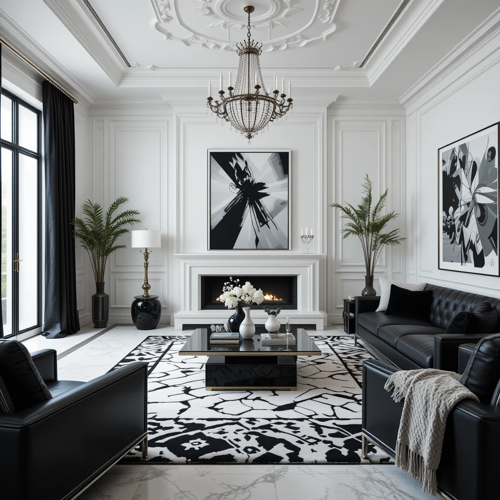 Sophisticated Black and White Living Room