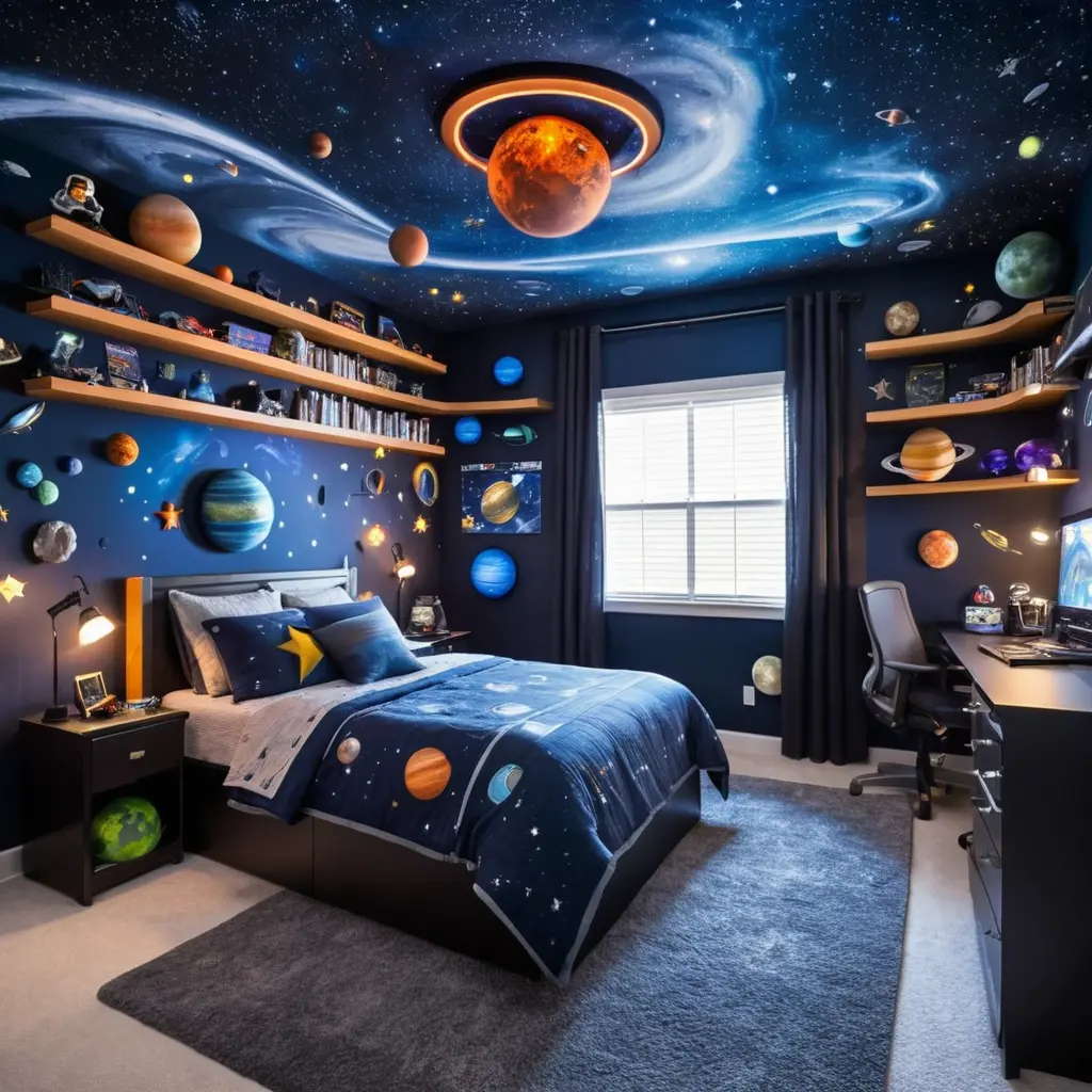 Space-Themed Gaming Bedroom