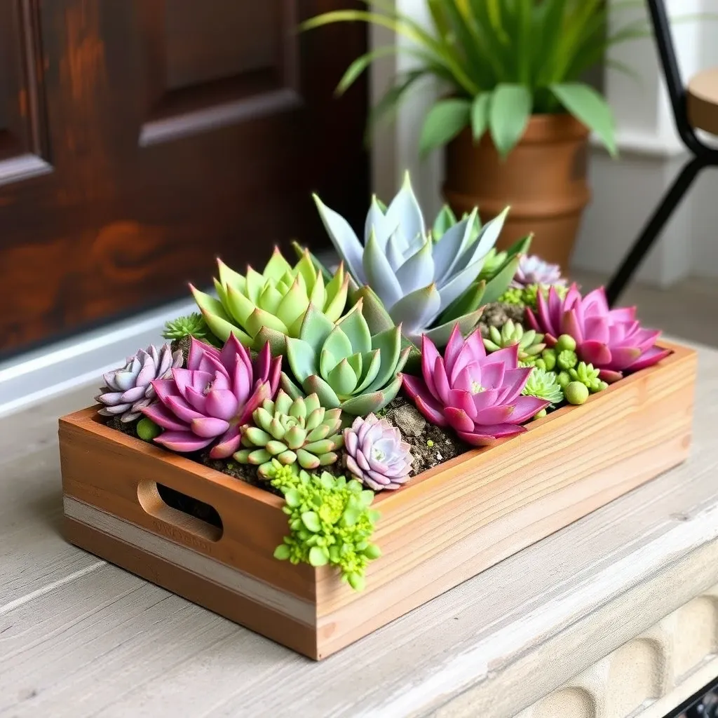 Succulent Garden in Wooden Tray