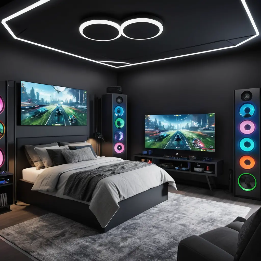 Tech-Savvy Smart Gaming Bedroom