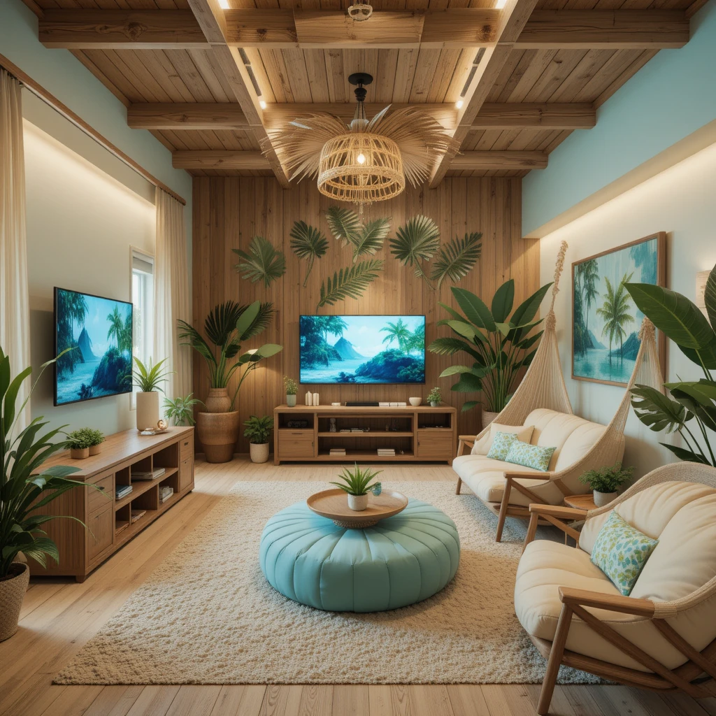 Tropical-Inspired Gaming Room