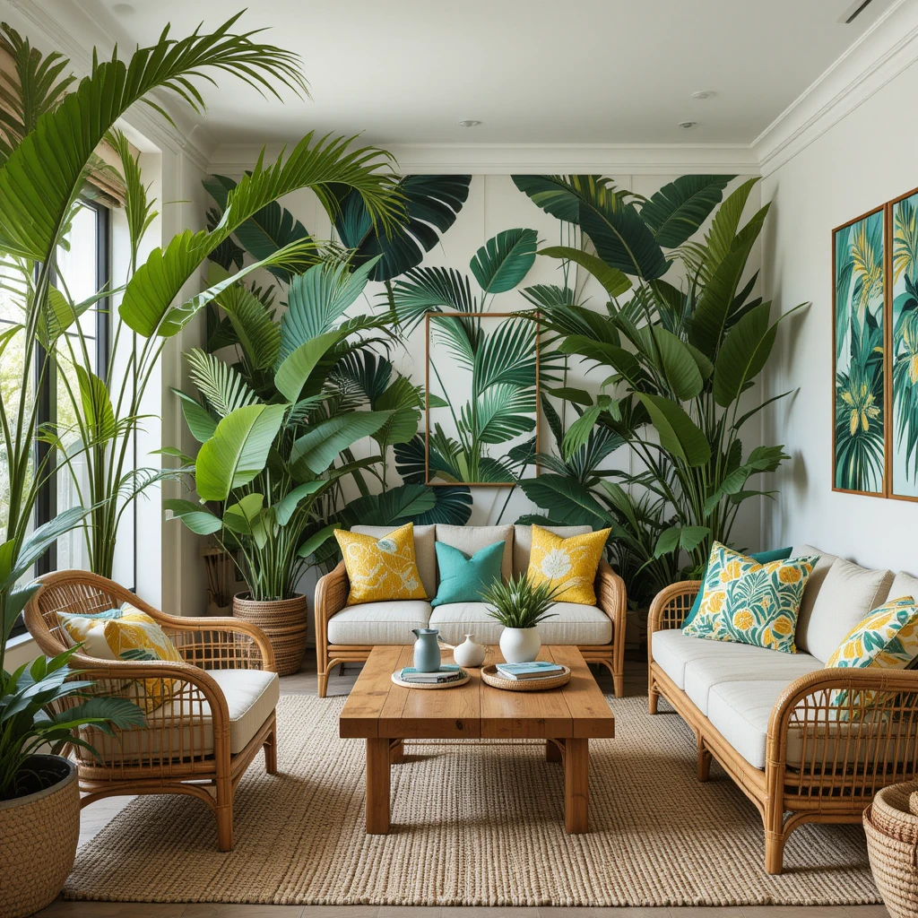 Tropical-Inspired Living Room