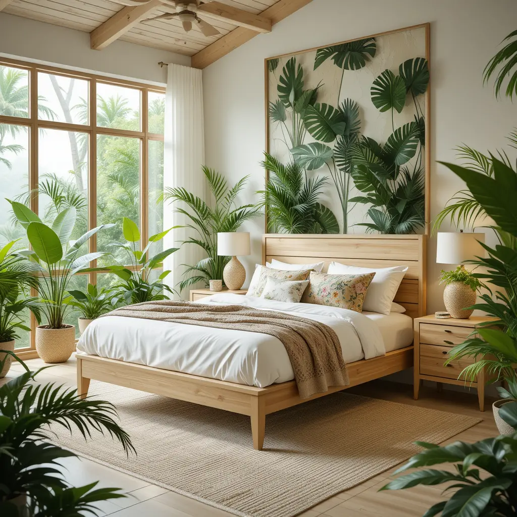Tropical Oasis with Greenery and Natural Elements