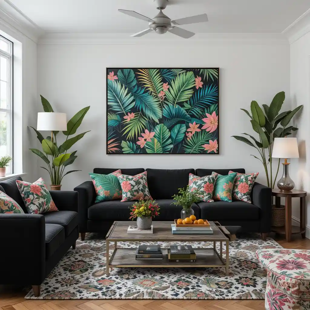 Tropical Vibes with Black Furniture