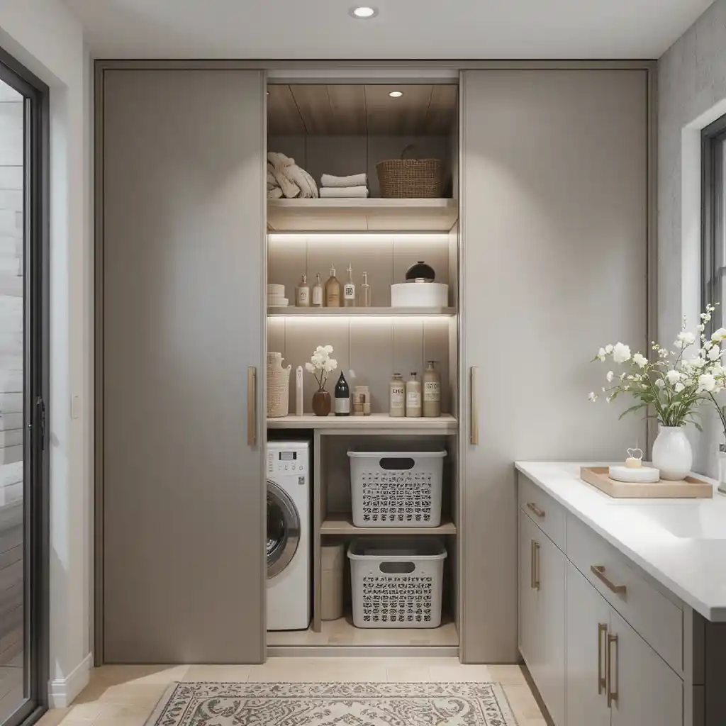 Use of Sliding Doors for Hidden Storage