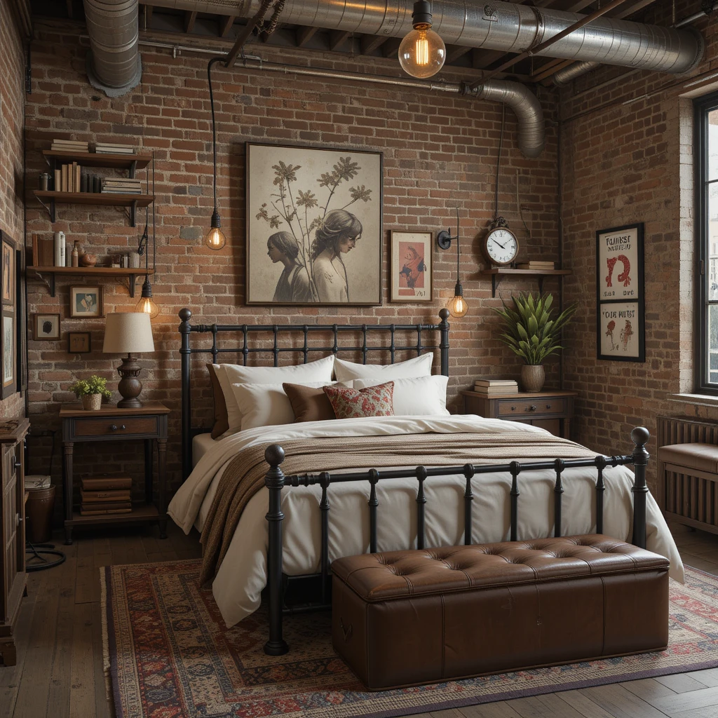 Vintage Industrial Loft Bedroom