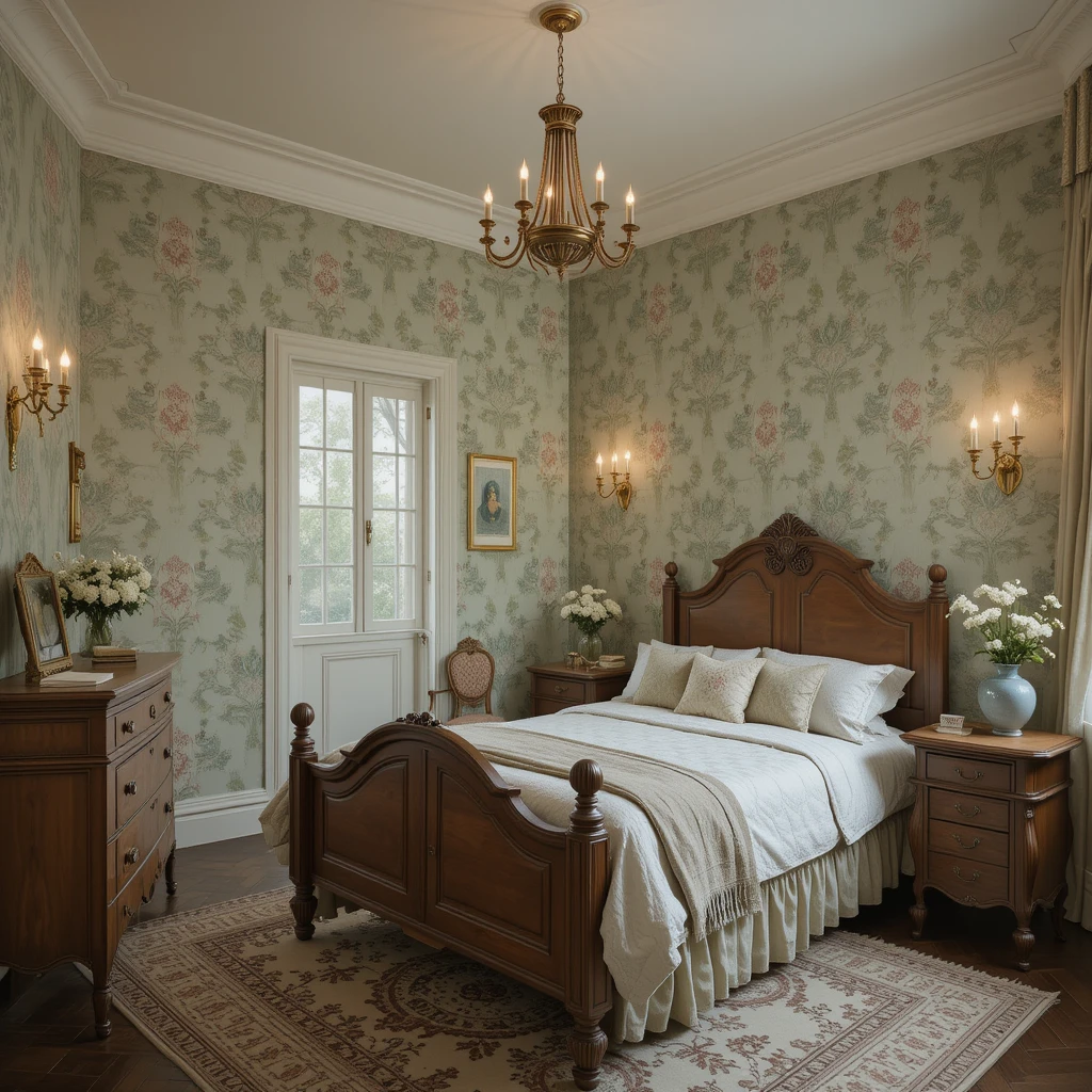 Vintage Inspired Sage Green Bedroom