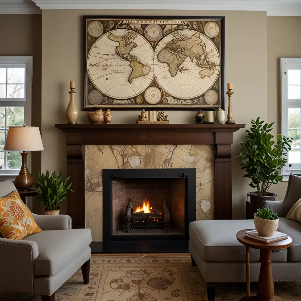 Vintage Map Above the Mantle