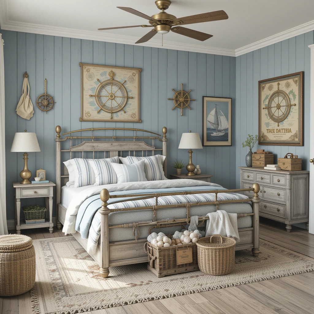 Vintage Retro Nautical Bedroom