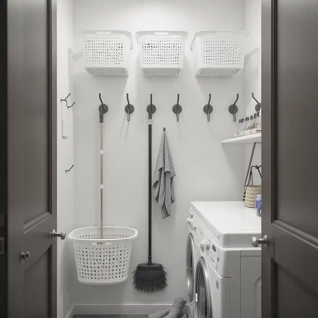 Wall-Mounted Hooks for Baskets