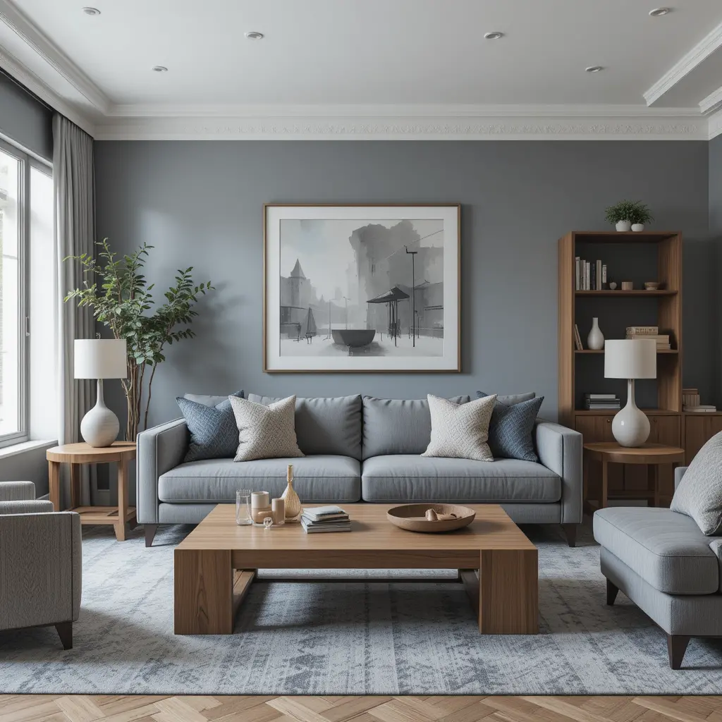 Warm Wood Accents to Balance Cool Tones