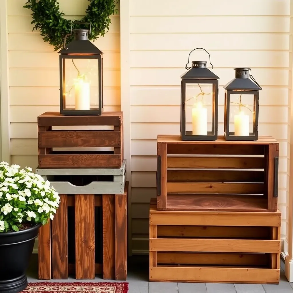Wooden Crates with Lanterns