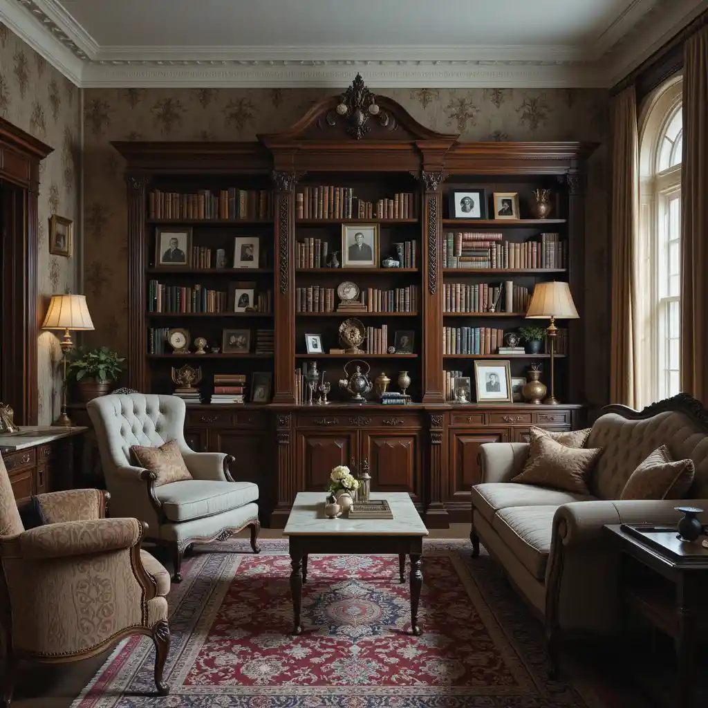 Antique Bookshelves with Vintage Charm