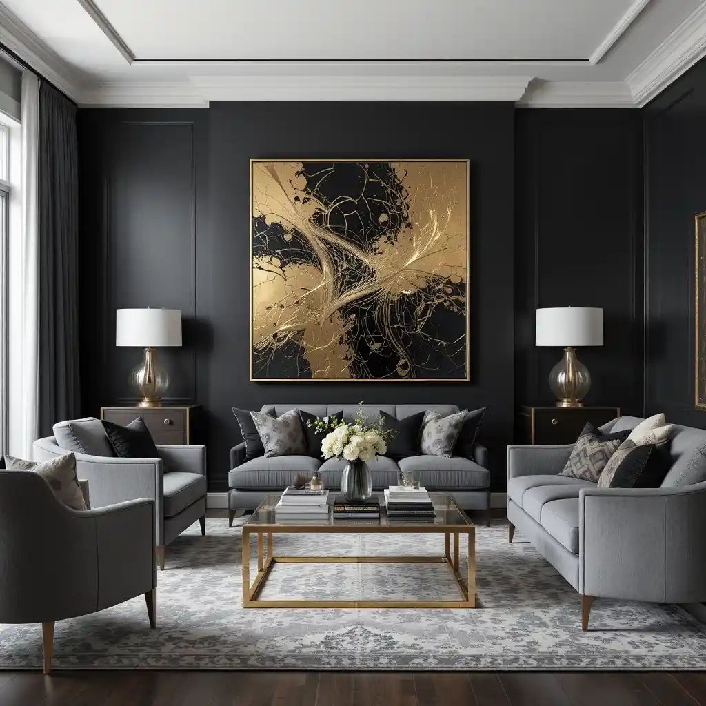 Abstract Gold Wall Art in a Neutral Setting