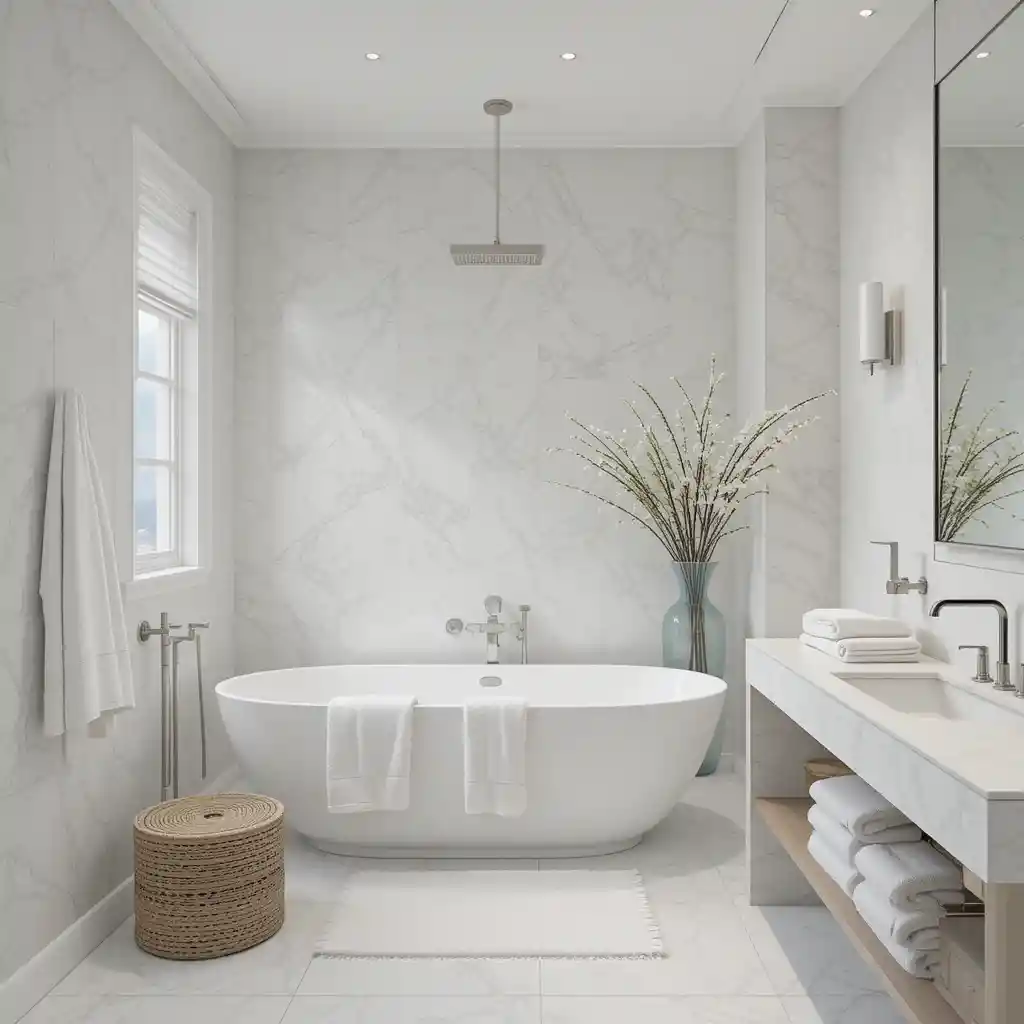 All-White Spa-Inspired Bathroom