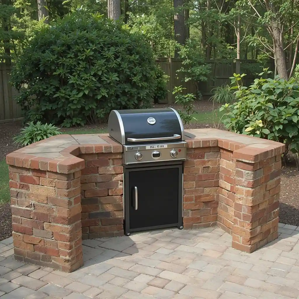 Barbecue Pit With Brick Surround