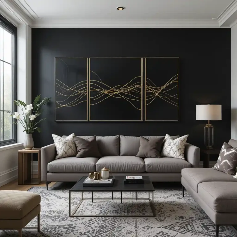 27 Chic Black Grey and Gold Living Room Ideas