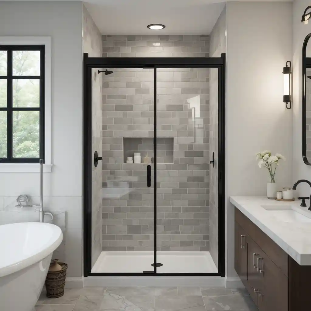 Black-Framed Shower Door