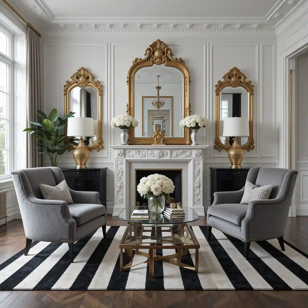 Black and White Stripes with Gold Glamour