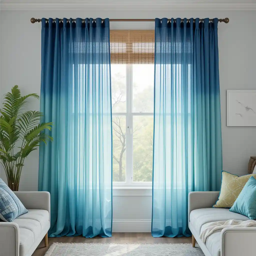 Blue and Green Ombre Sheer Curtains for an Ethereal Glow