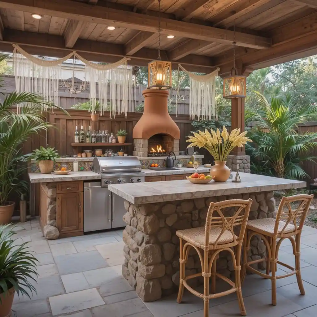 Boho-Inspired Outdoor Kitchen