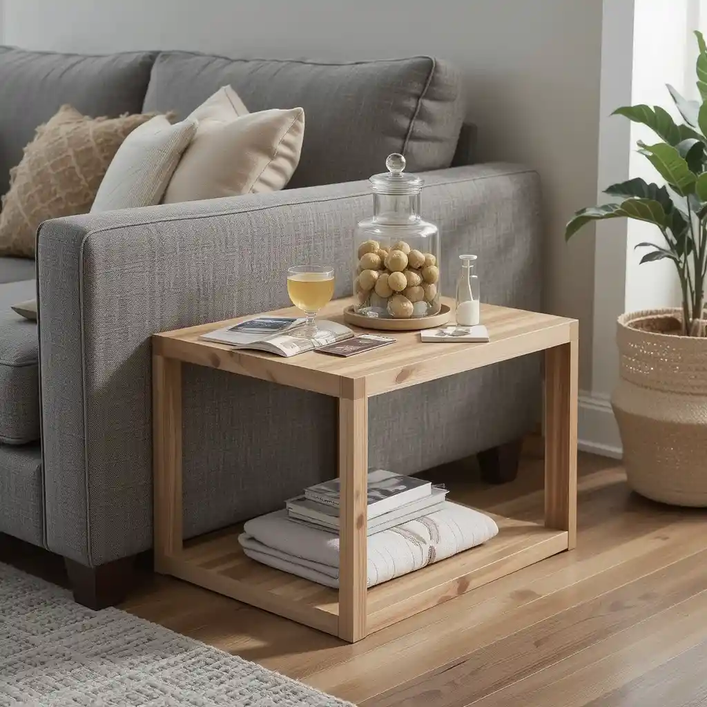 C-Shaped Table for Sofa Convenience