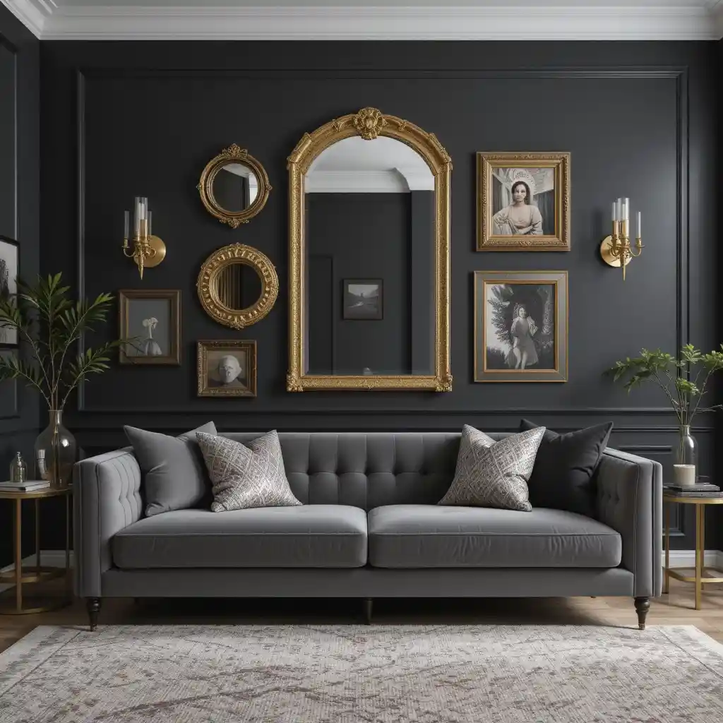 Charcoal Walls with Gold Accents