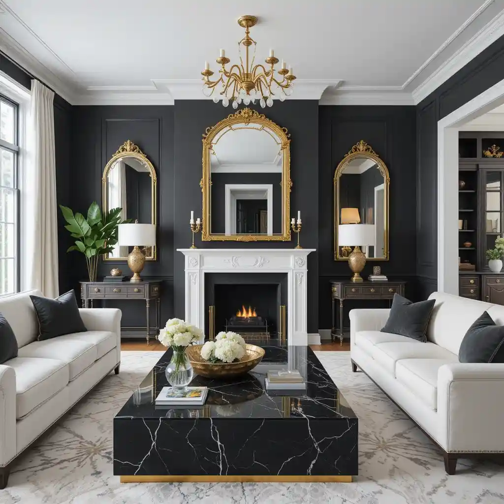 Charcoal Walls with Gold Highlights