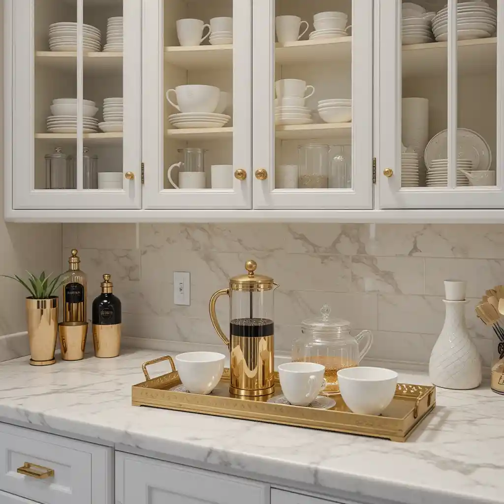 Chic Gold and Marble Coffee Bar