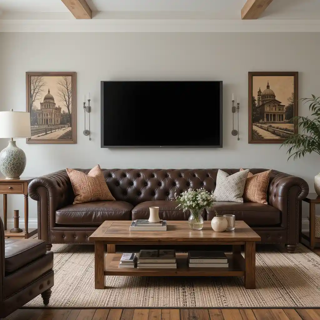 Classic Leather and Wood Contrast