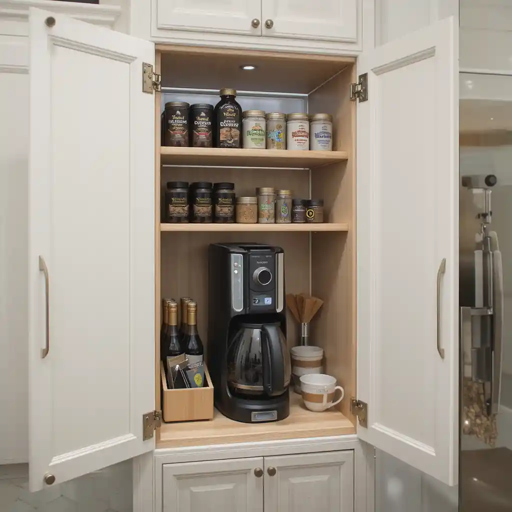 Coffee Station Inside a Cabinet
