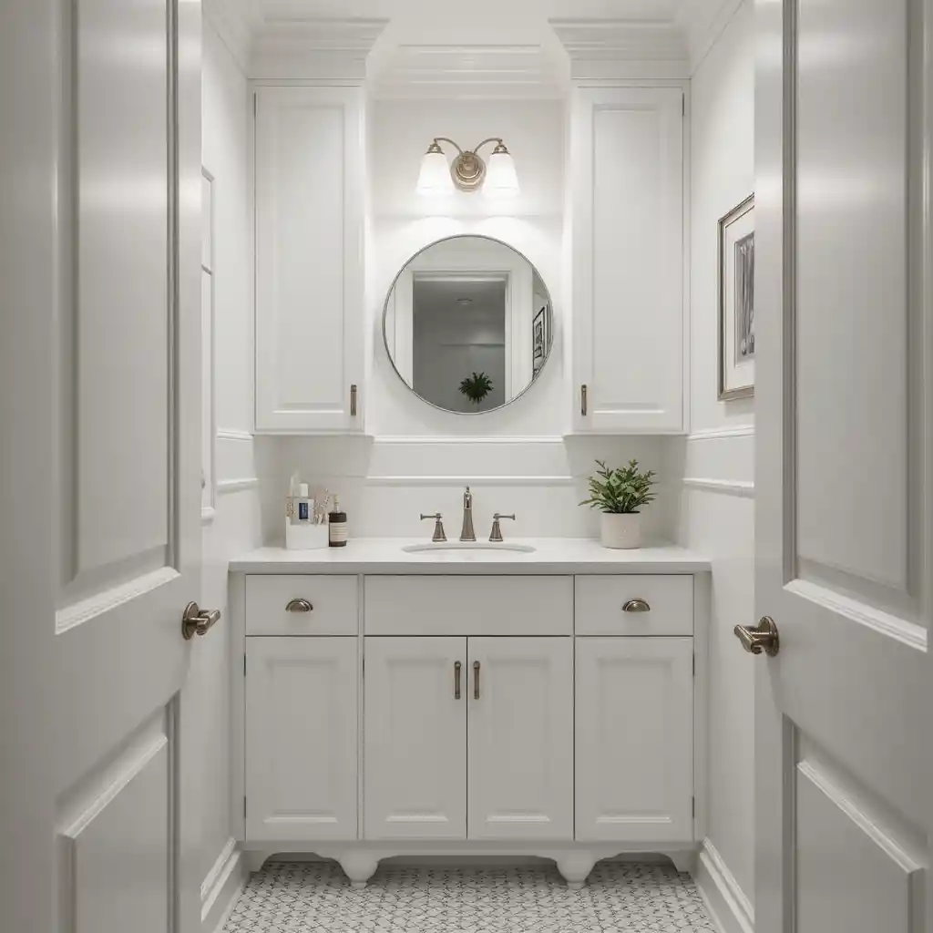 Compact White Powder Room