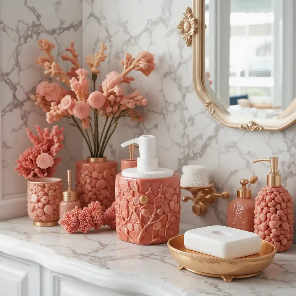 Coral and Gold Accessories