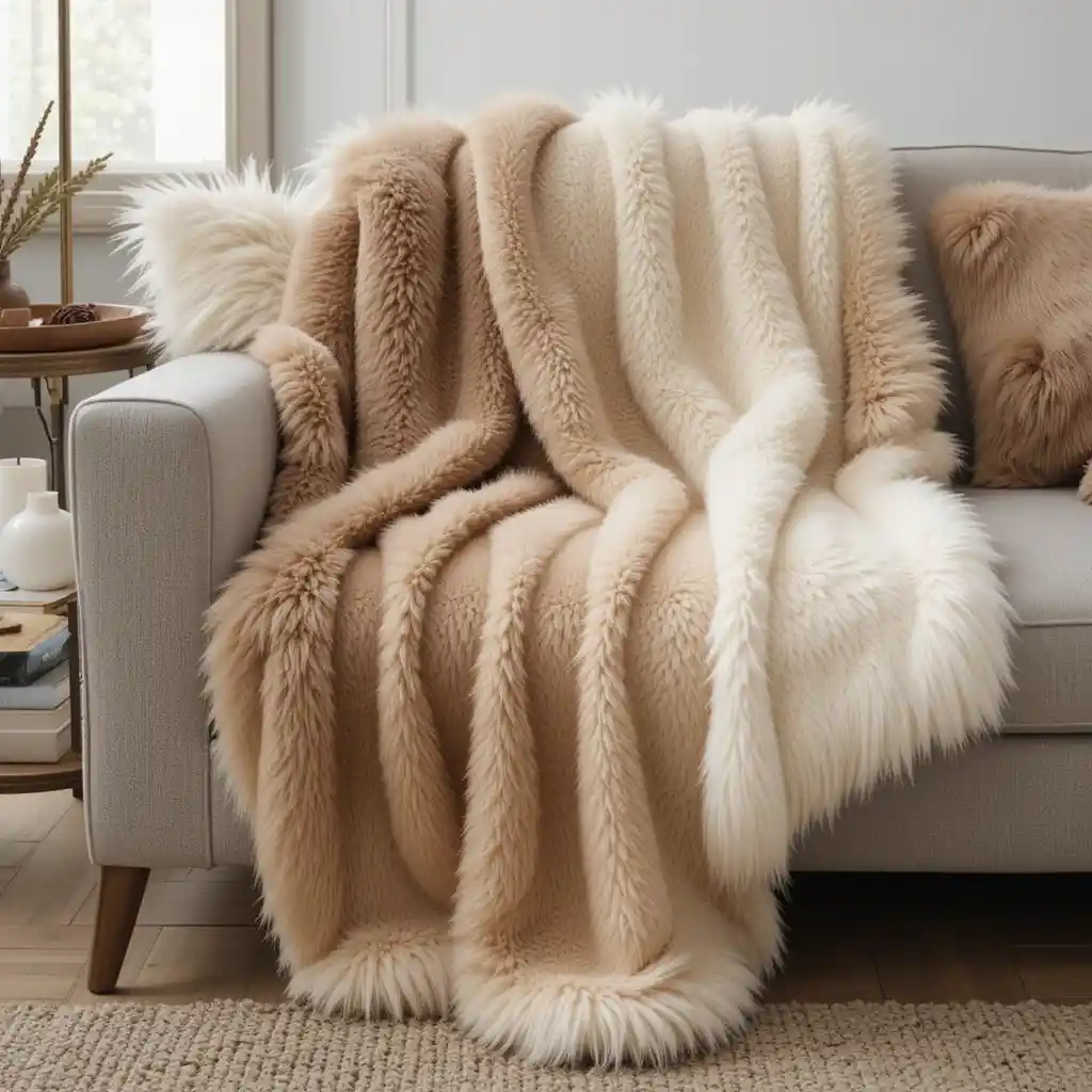 Cozy Fur or Wool Throw Blanket