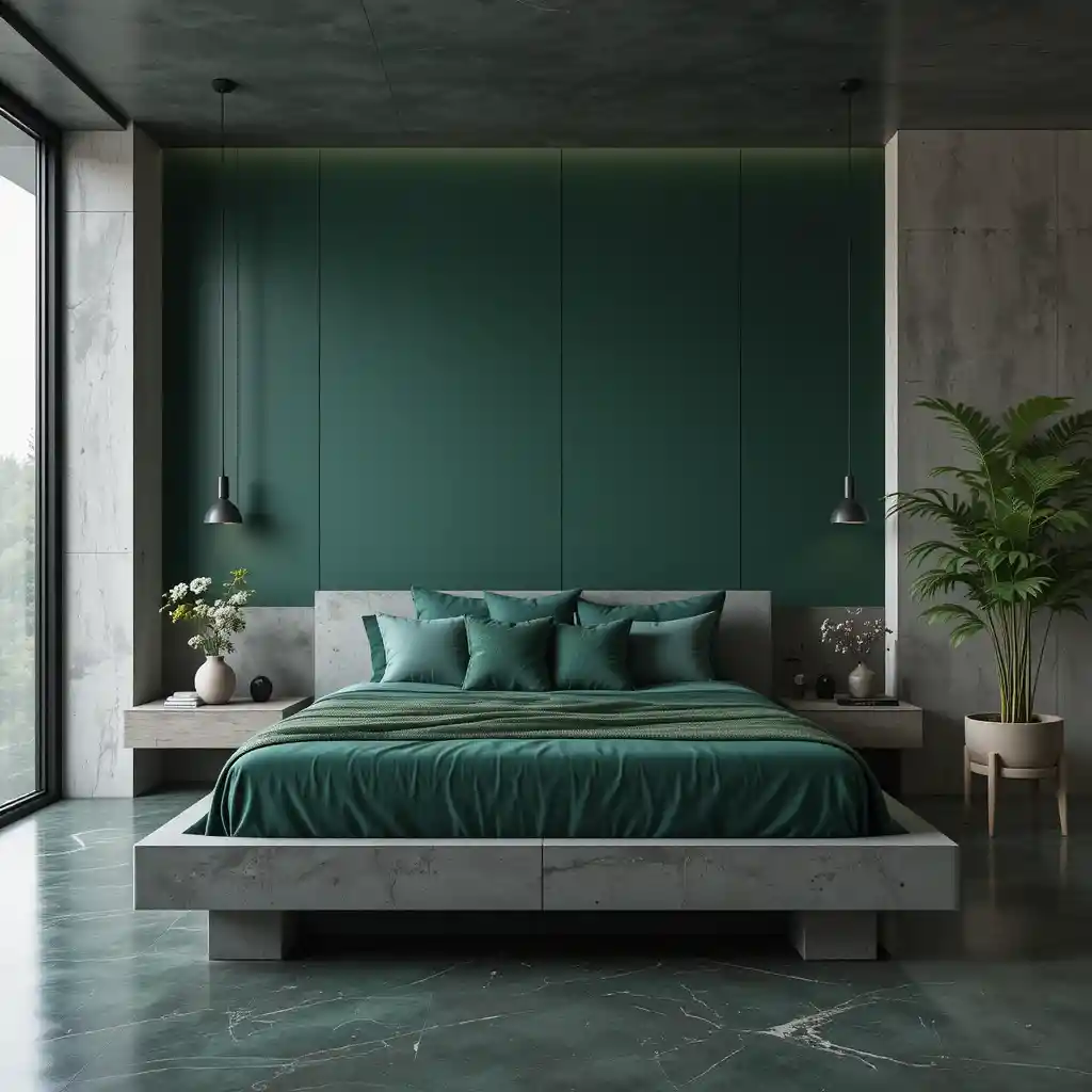 Dark Green and Concrete Elements