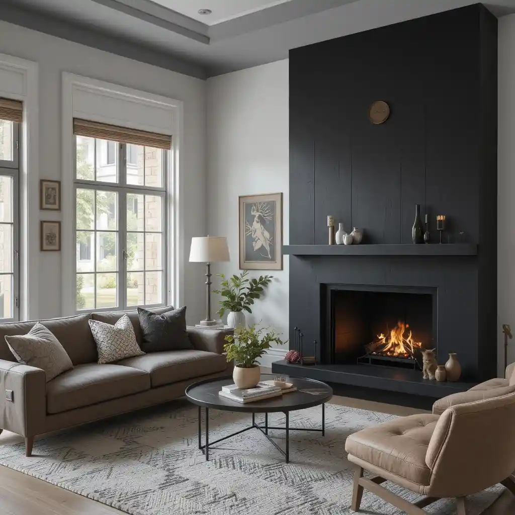 Dark-Toned Fireplace for Cozy Contrast