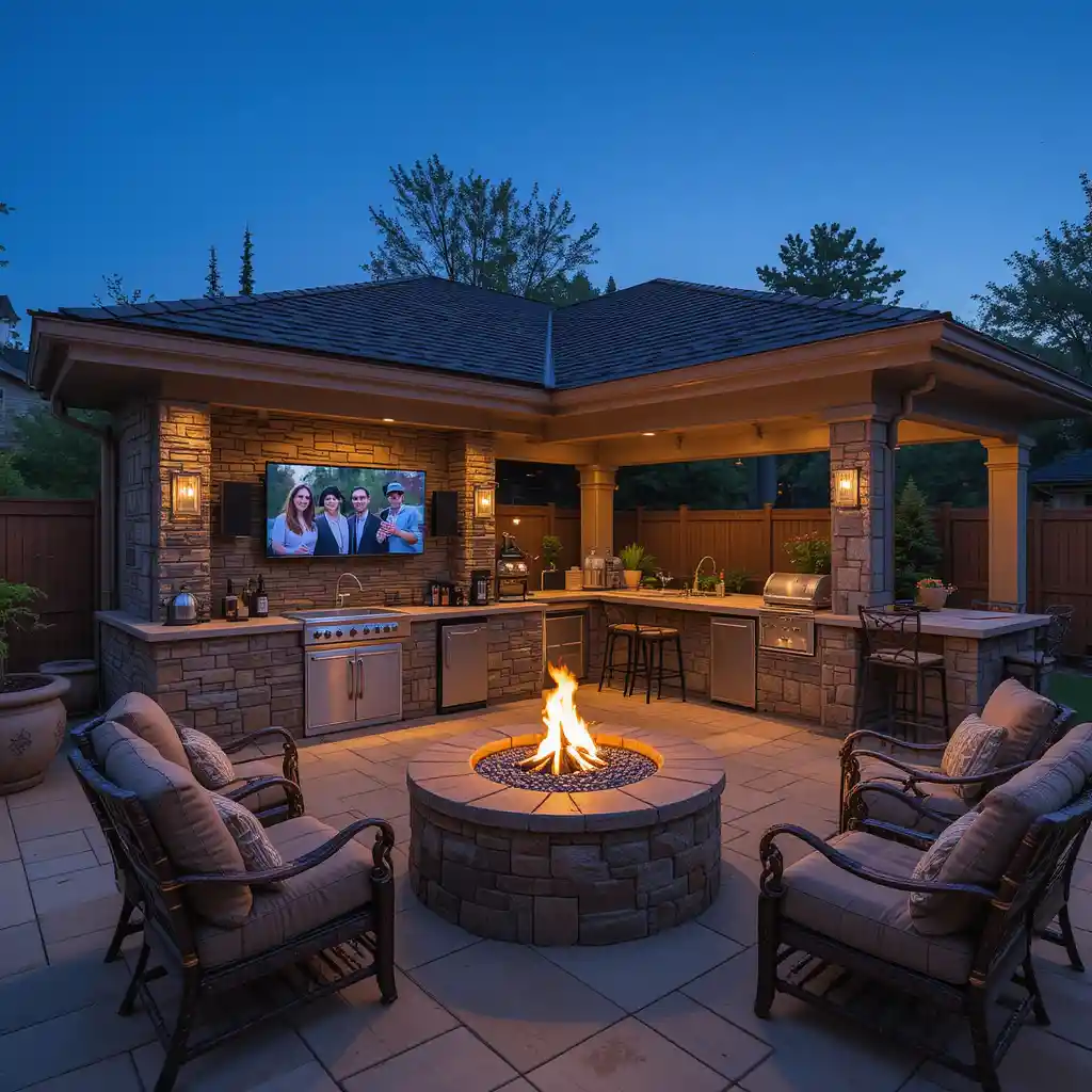 Entertainment-Focused Outdoor Kitchen
