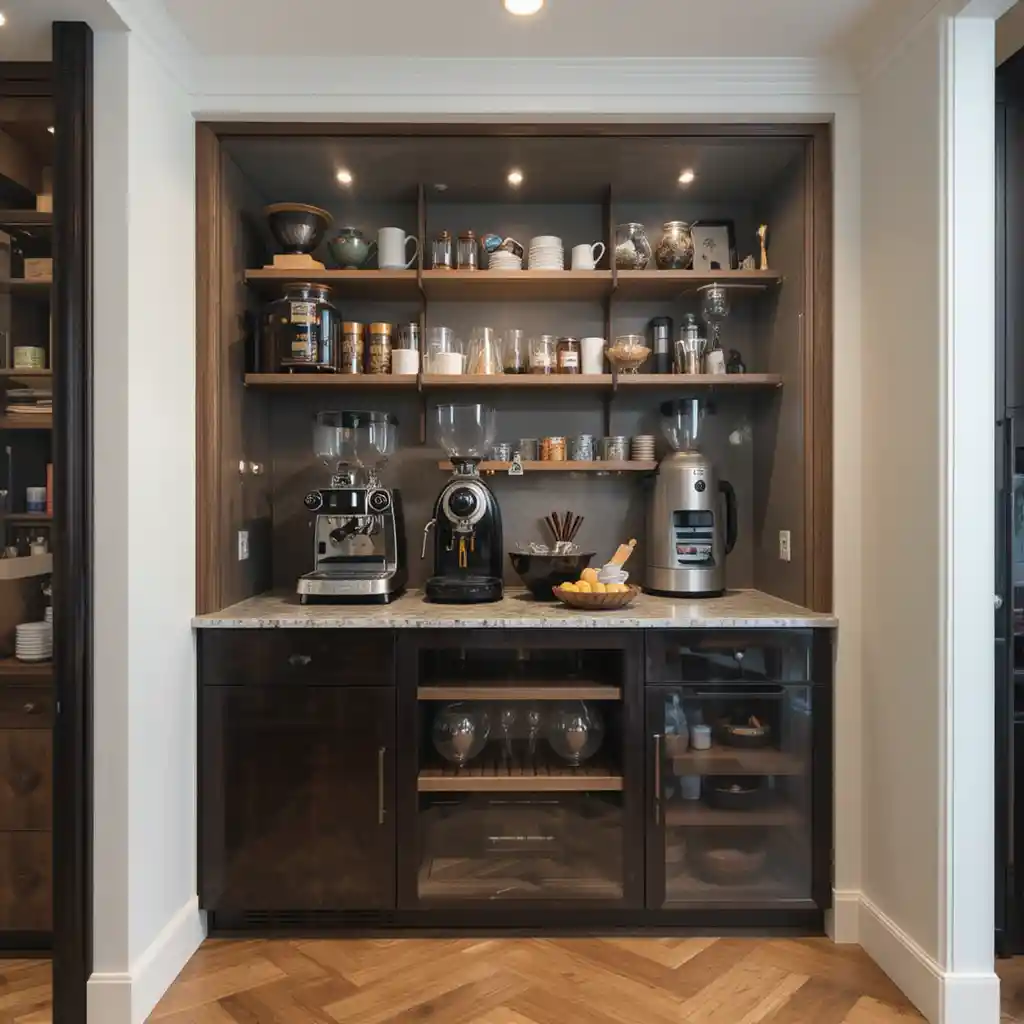 Espresso Wall with Built-In Shelving