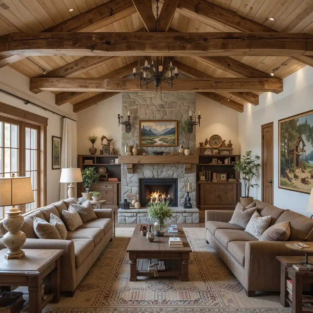 Exposed Wooden Beams for a Rustic Touch