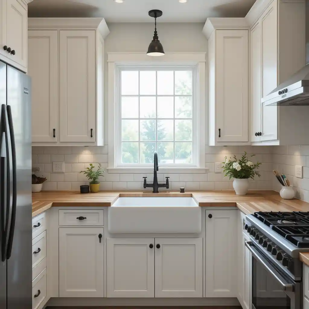 Farmhouse-Style White Cabinets