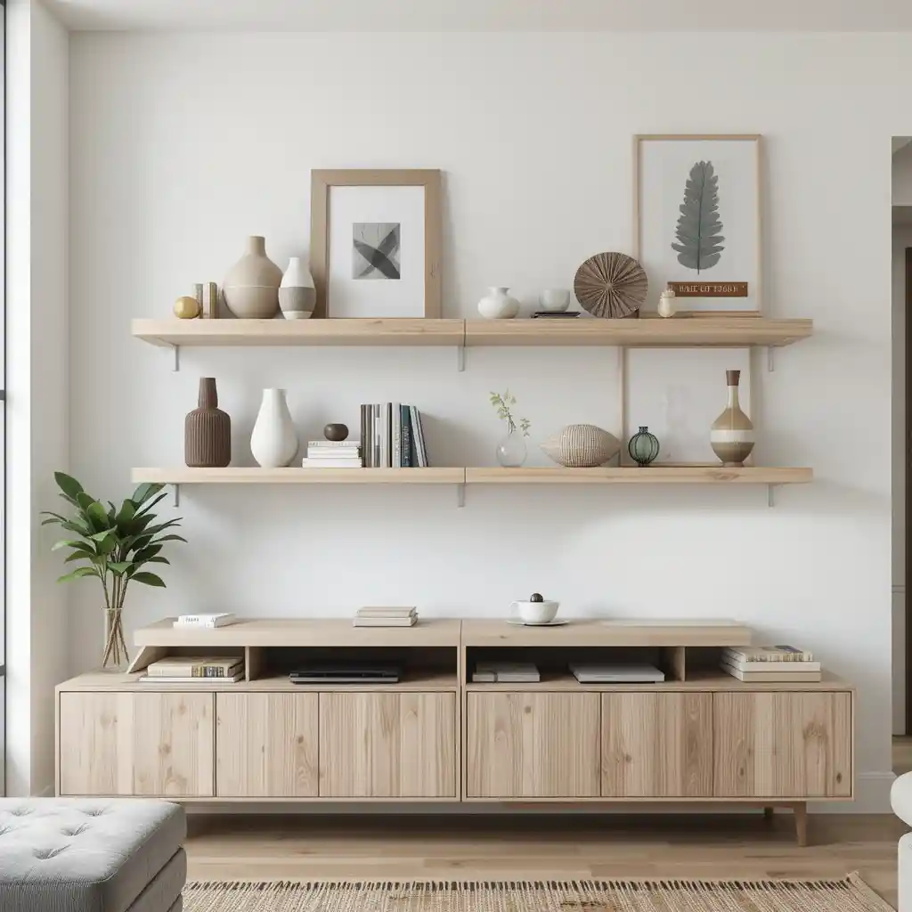Floating Shelves with Curated Decor