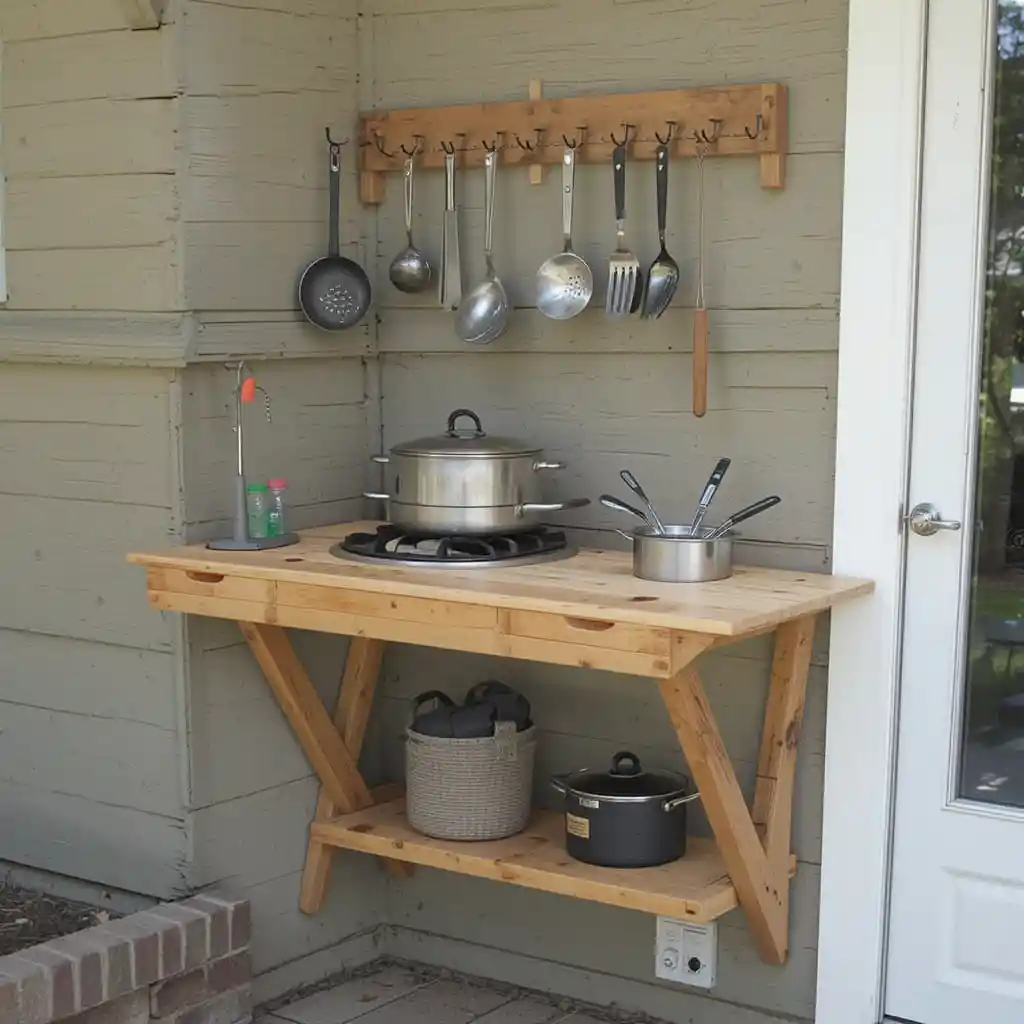 Folding Wall-Mounted Cooking Station