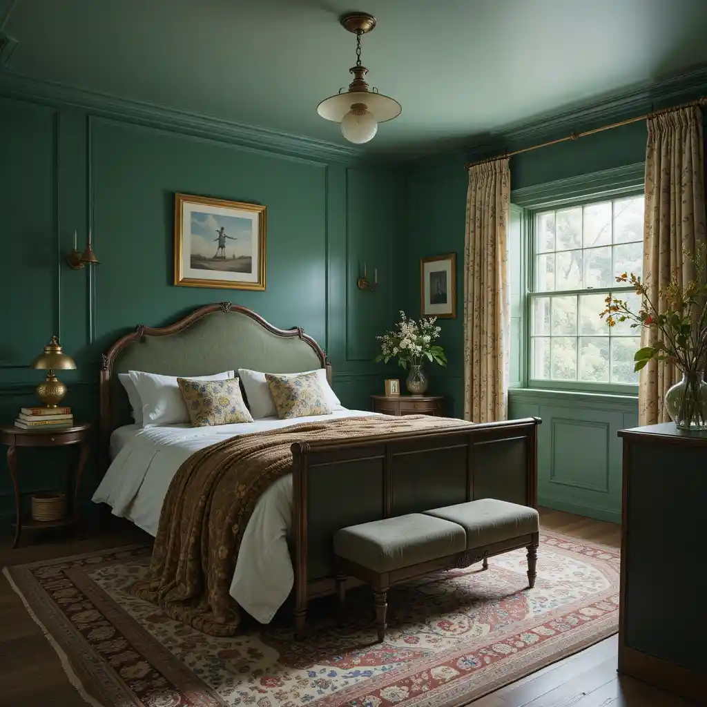 Forest Green with Antique Brass Fixtures