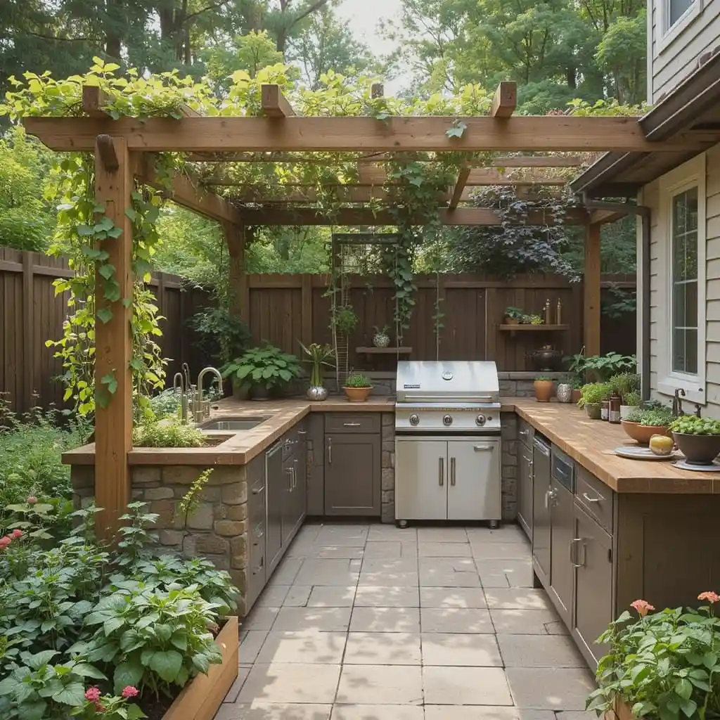 Garden-Integrated Outdoor Kitchen