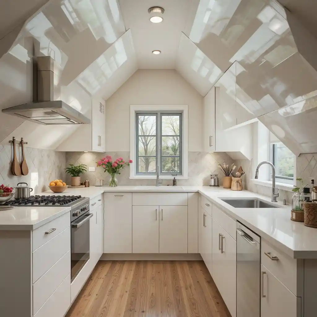 Glossy Cabinets for Depth