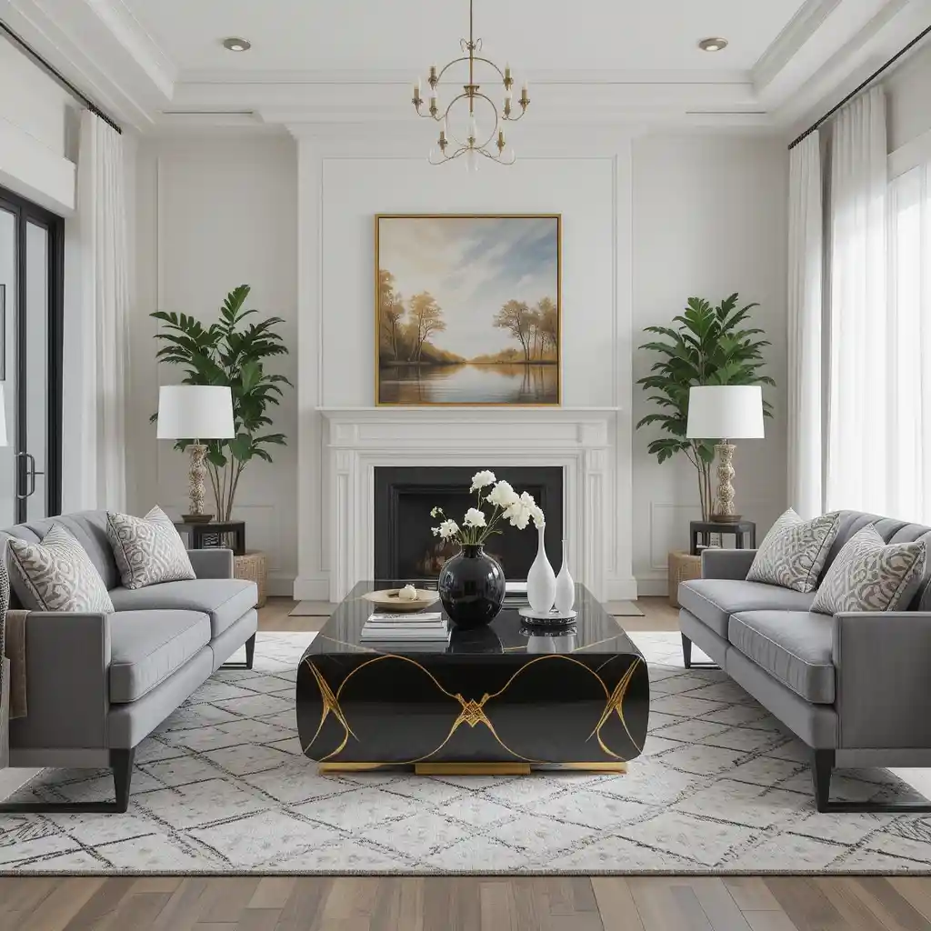 Gold and Black Coffee Table Centerpiece