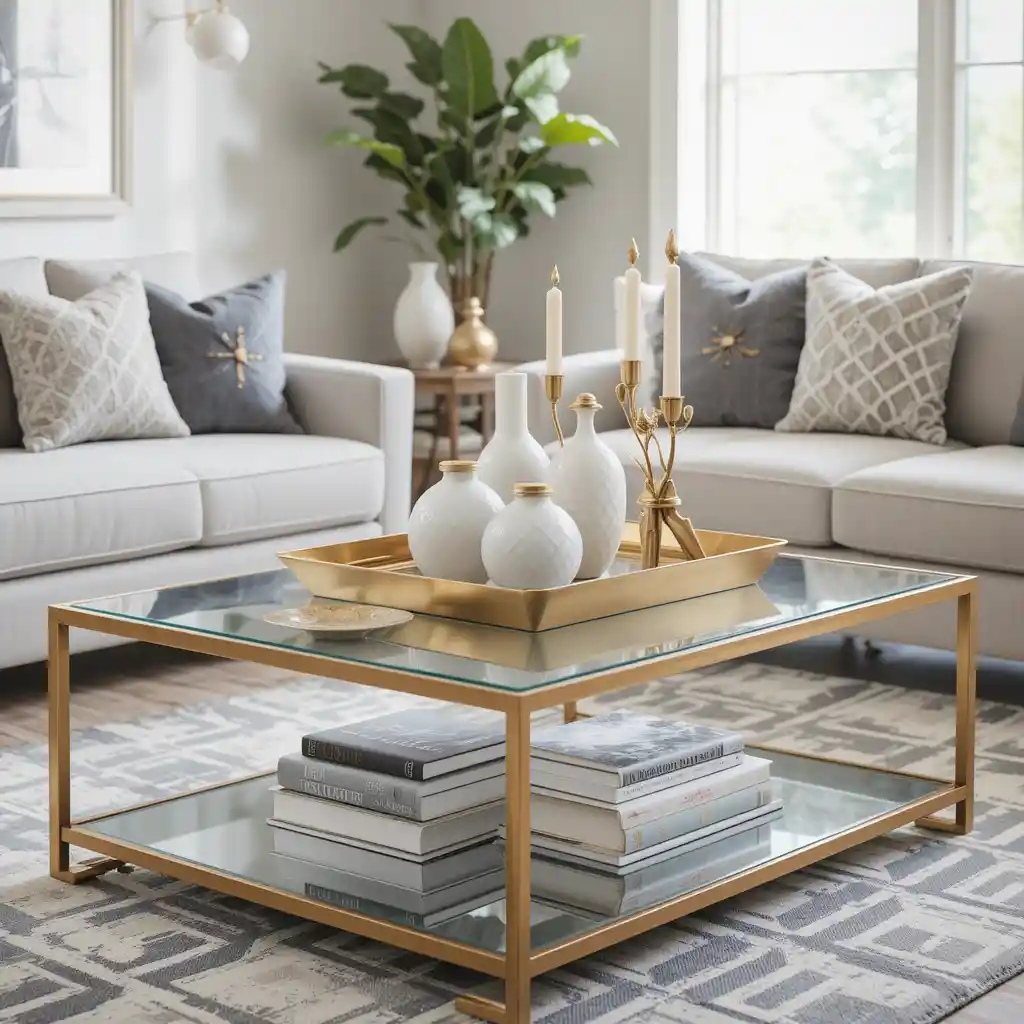 Gold and Glass Coffee Table